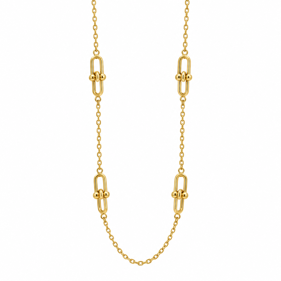 14K Yellow Gold Hardware Link Station Necklace