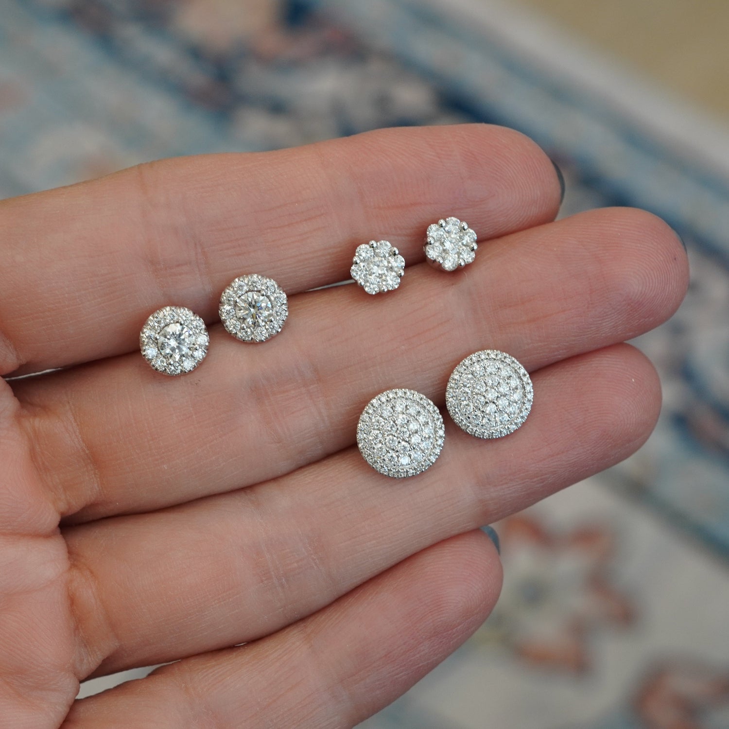 Pave Diamond Circle Earrings 14K