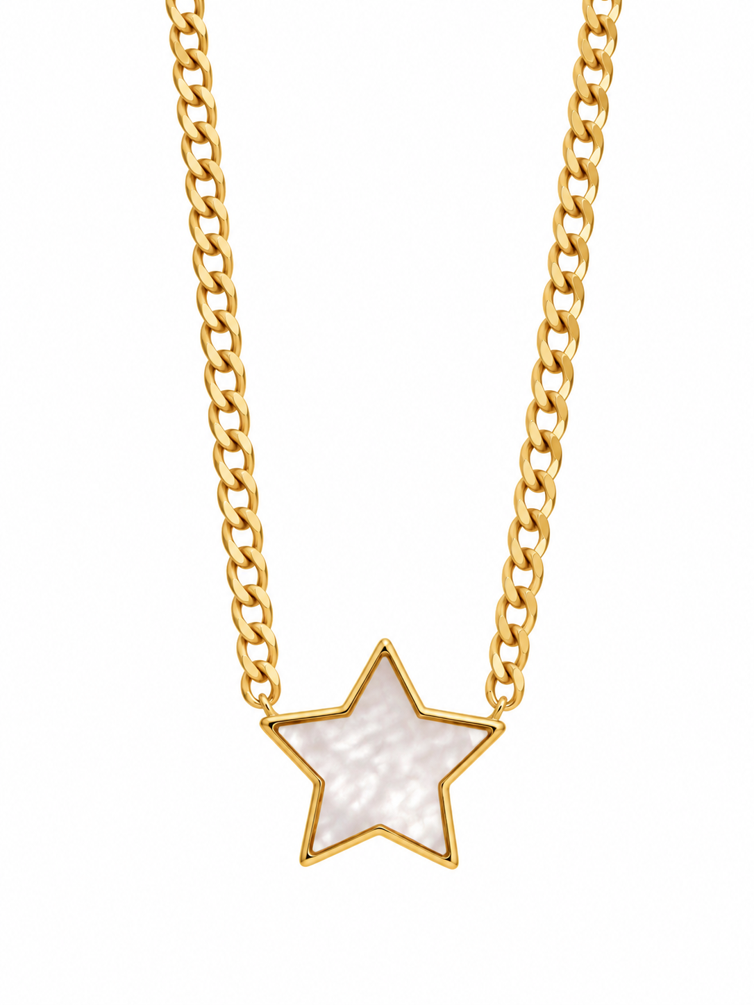 14K Yellow Gold Mother of Pearl Star Necklace