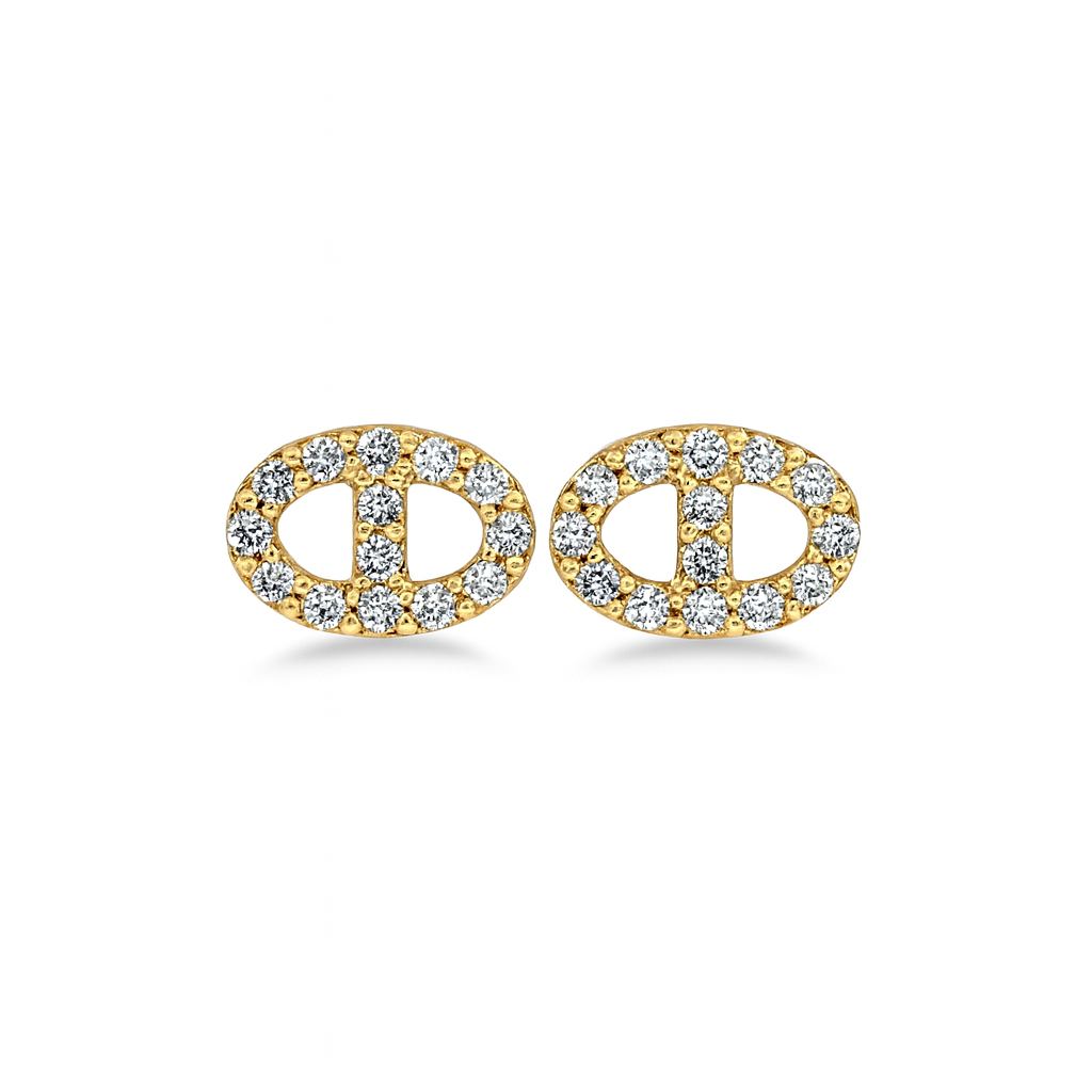 Diamond Mariner Link Earrings 14K