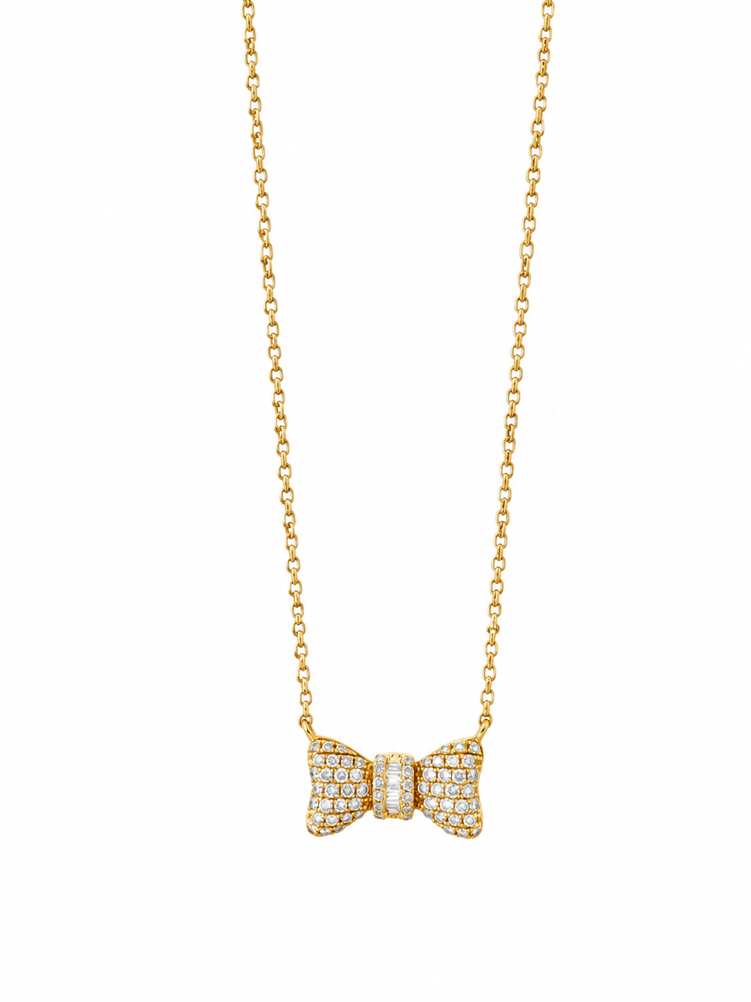 Sparkling Gold Bow Pendant Necklace