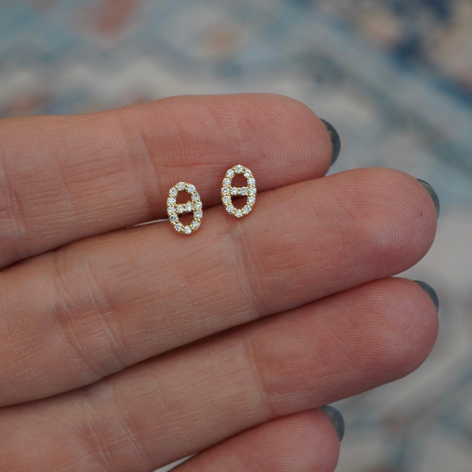 Diamond Mariner Link Earrings 14K