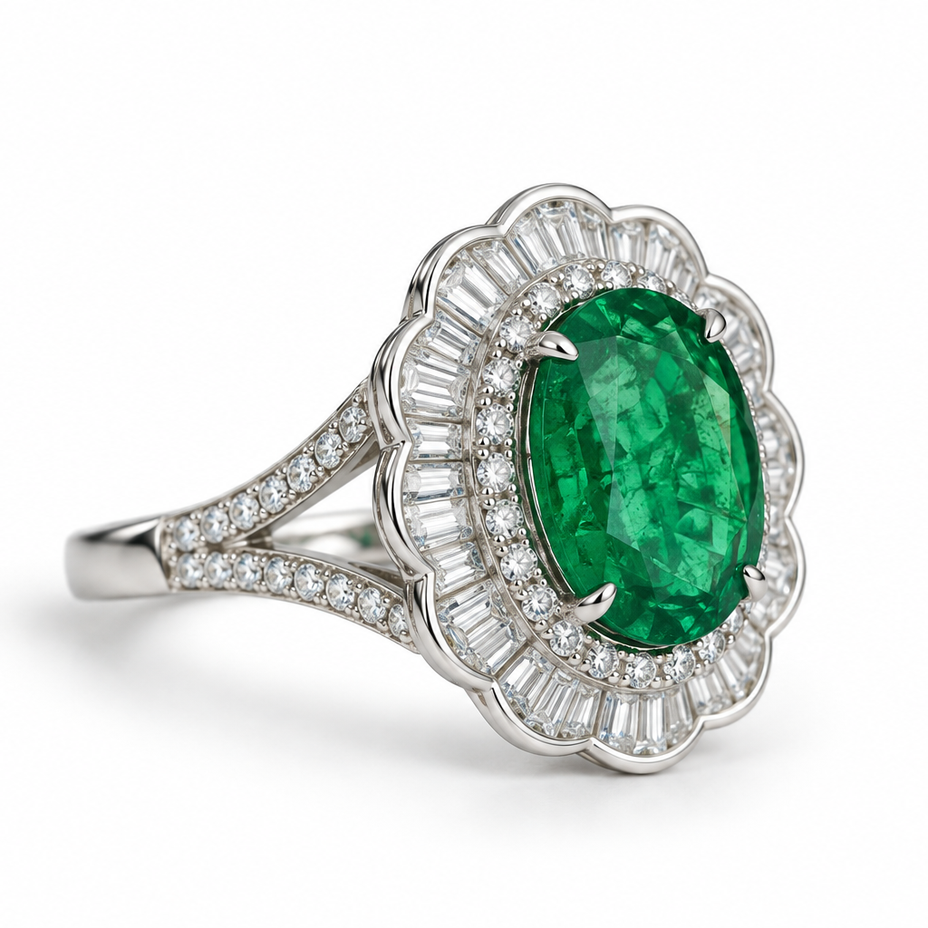 5.34 Carat Emerald & Diamond Ring