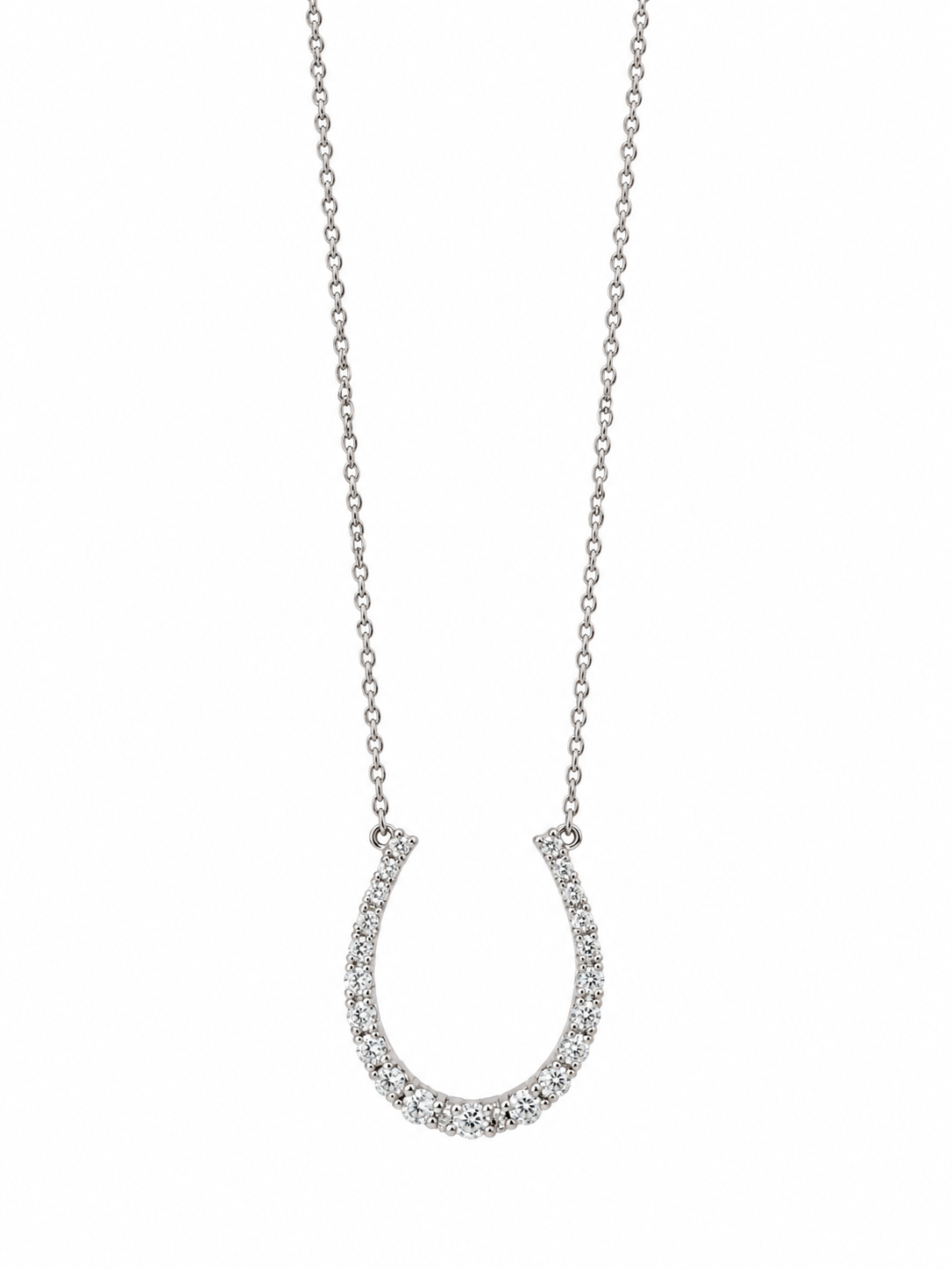 14K White Gold Diamond Horseshoe Necklace