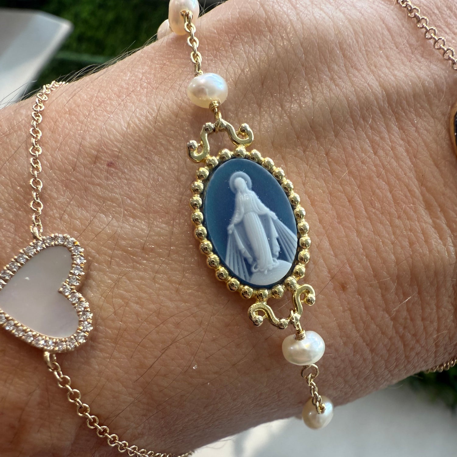 Virgencita Bracelet with Pearls & Agate