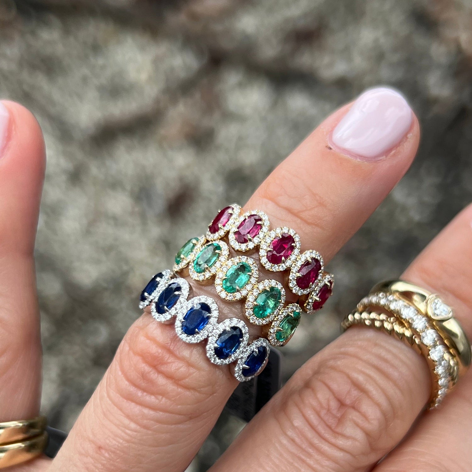 5 Stone Oval Emerald Ring