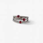 White gold and diamond ring with ruby stones. 18k 