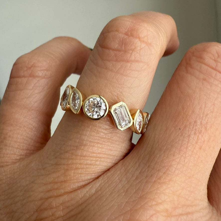 Multi Shape Lab Diamond Band 14K