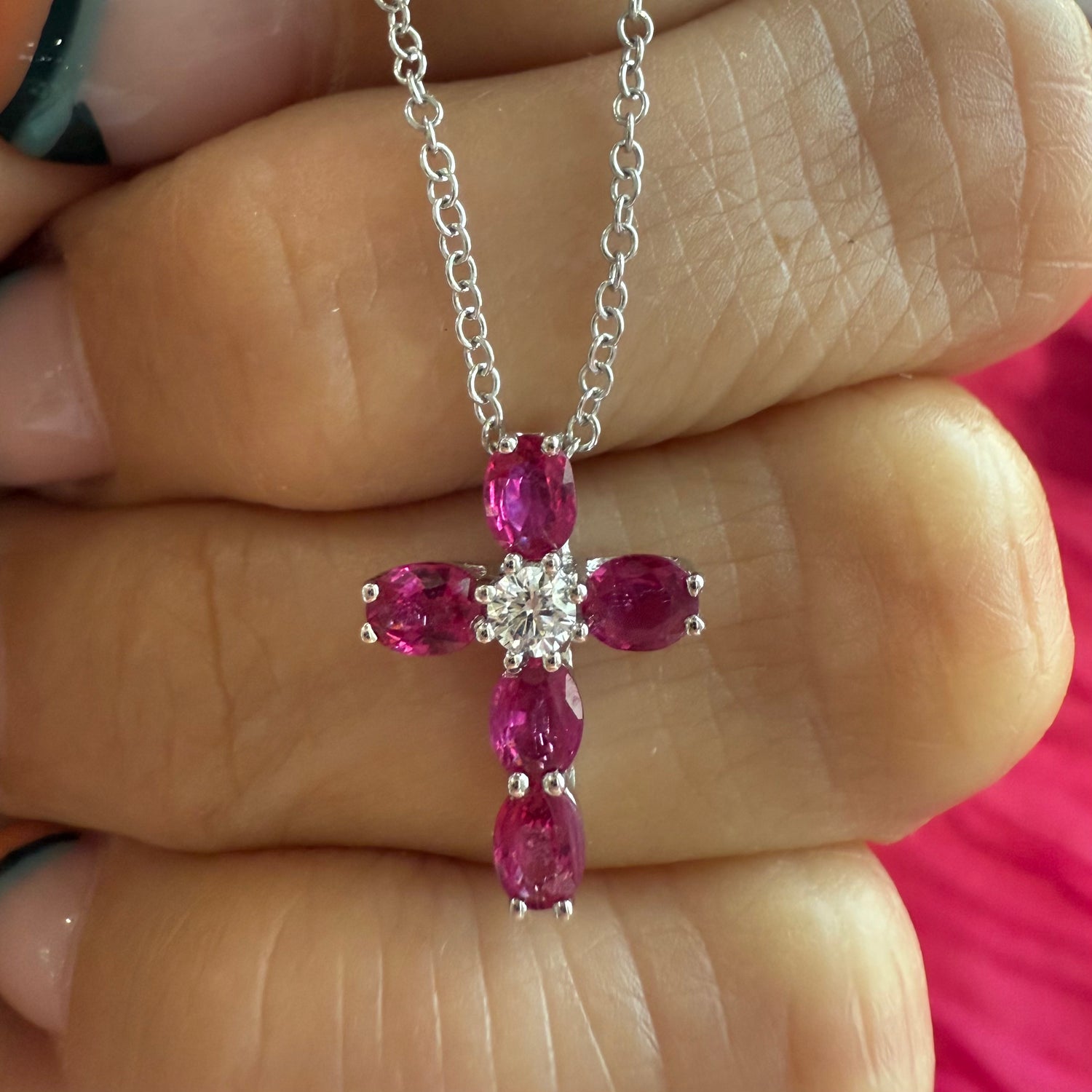 Ruby Cross 18K White Gold