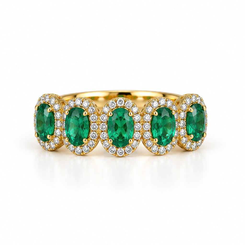 5 Stone Oval Emerald Ring