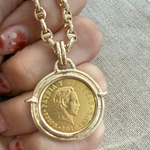 Cuban cinco peso coin pendant in 14K yellow gold