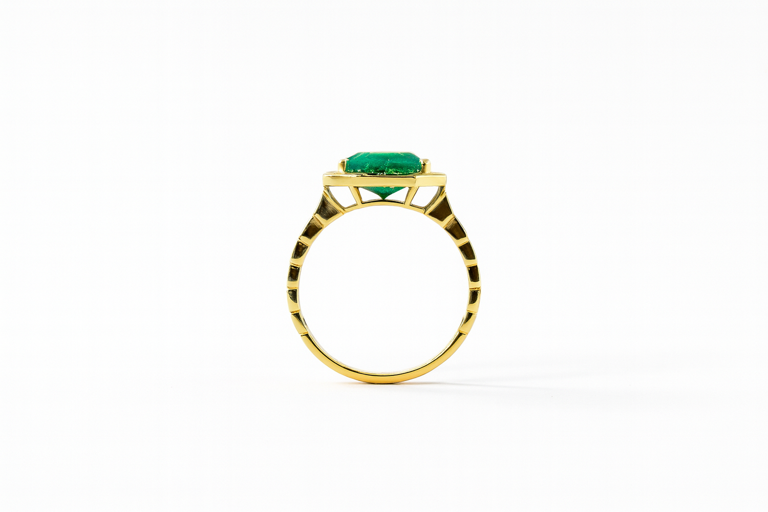 Square Emerald and Diamond Ring