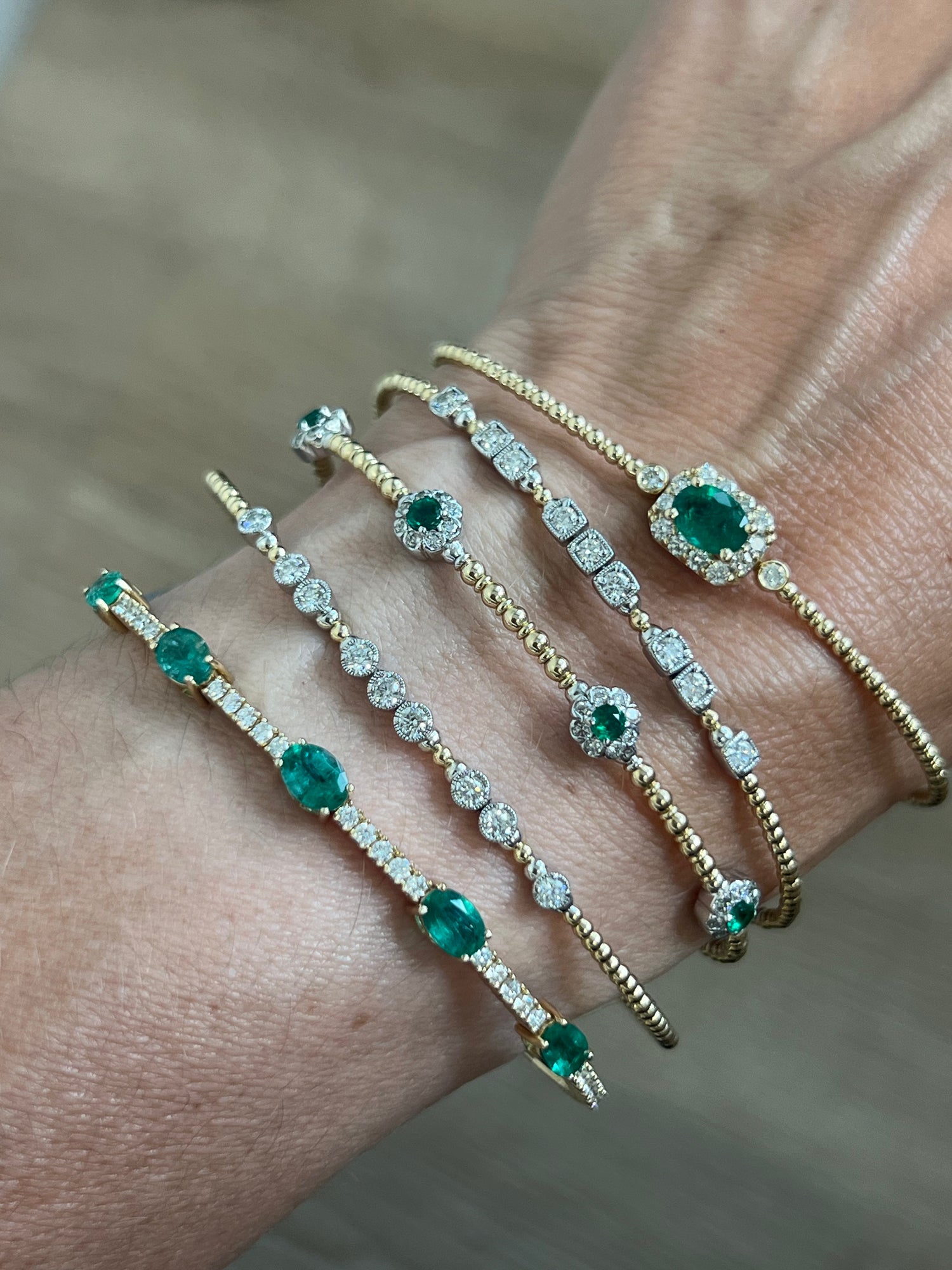 Yellow Gold Emerald Bangle