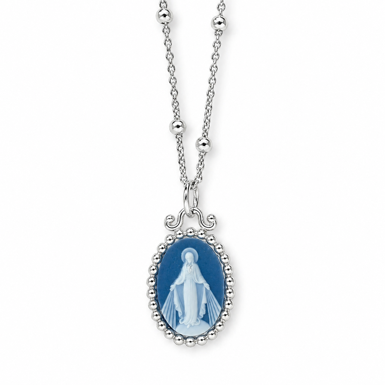 Virgencita Milagrosa Necklace Agate Silver