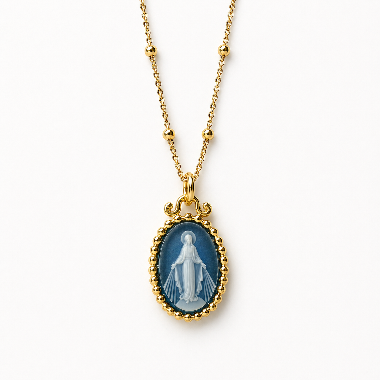 Virgencita Milagrosa Necklace Agate