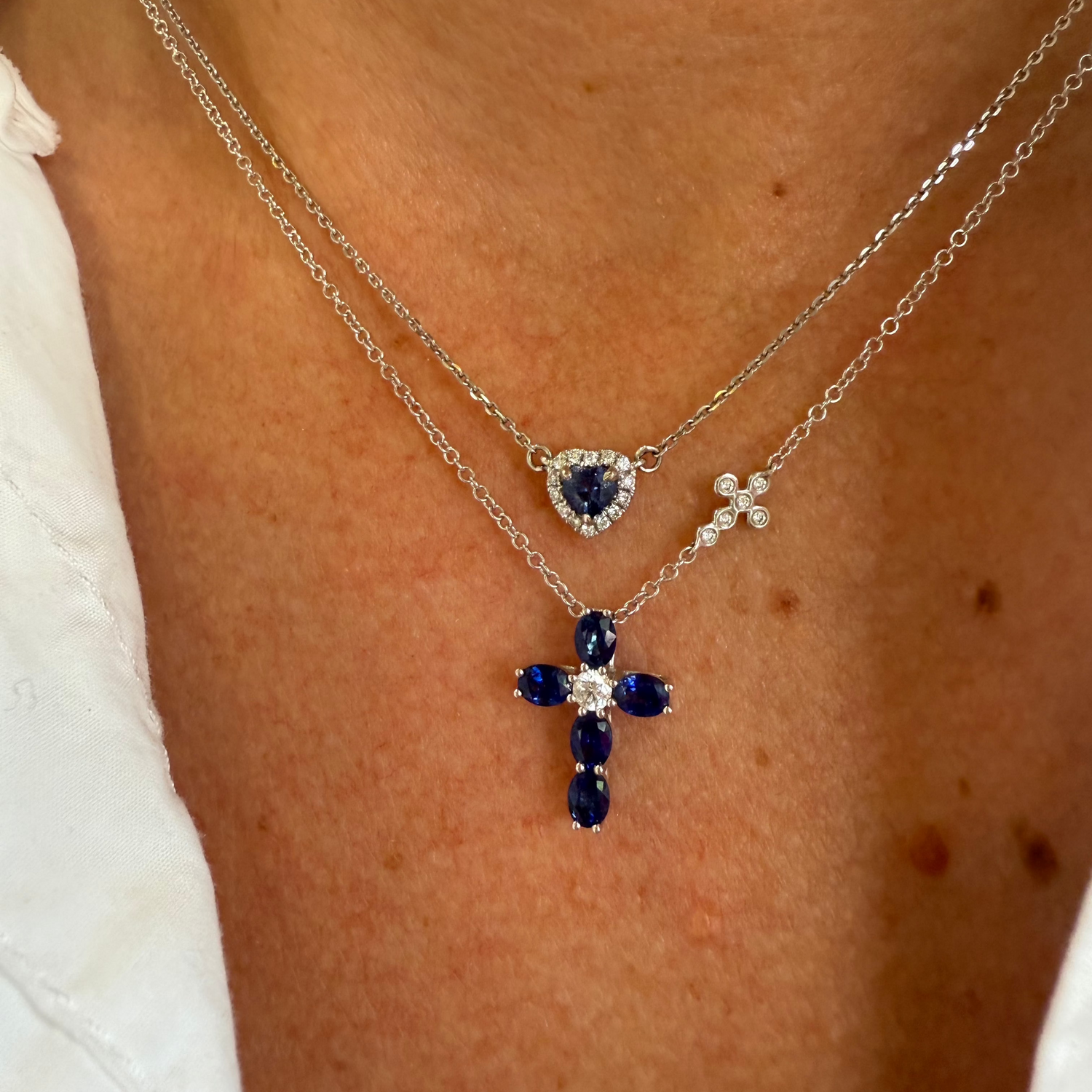 Sapphire Cross 18K White Gold