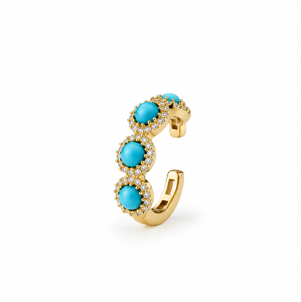 Turquoise and Diamond Ear Cuff 14K