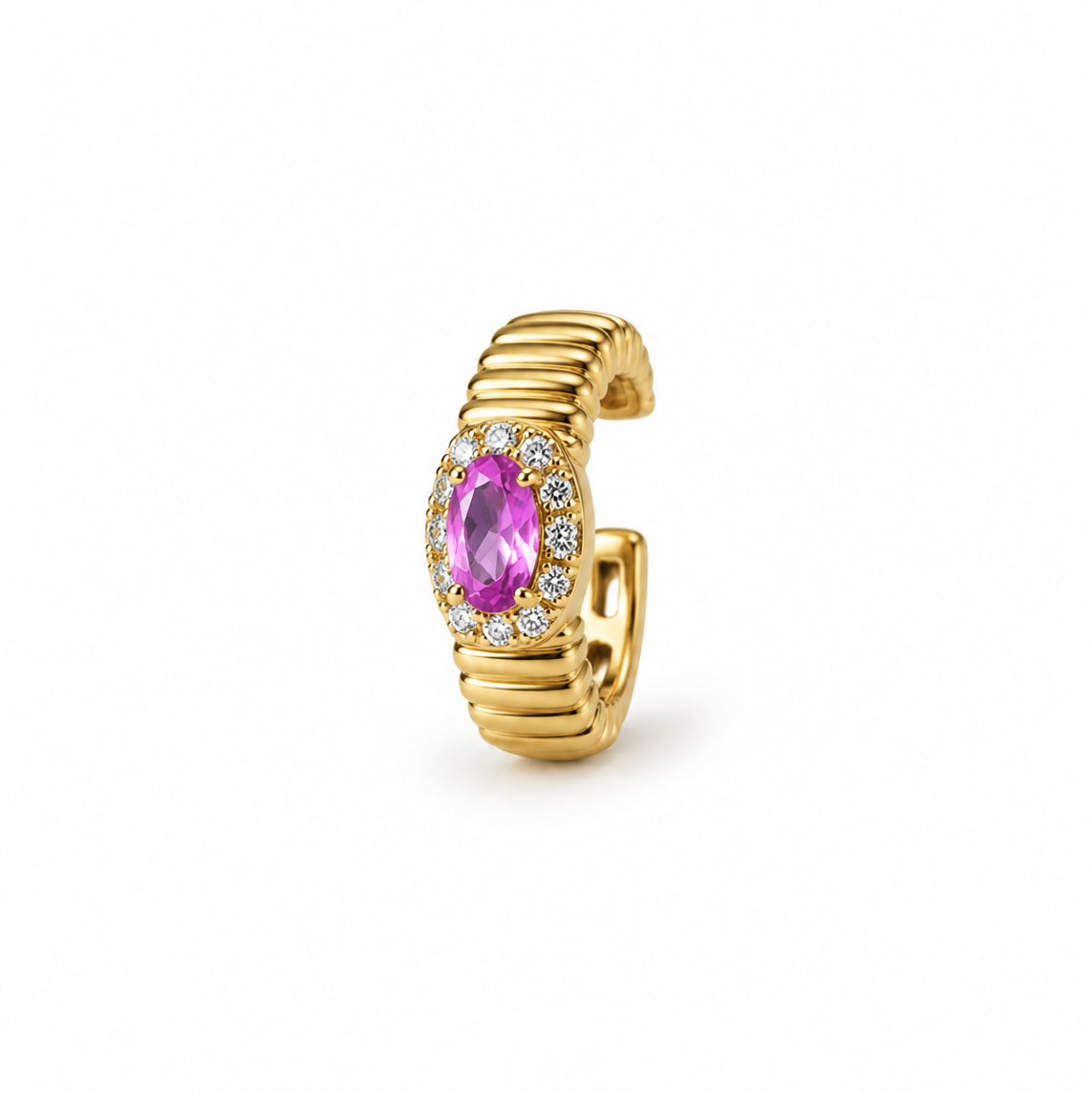 Pink Sapphire and Diamond Ear Cuff 14K