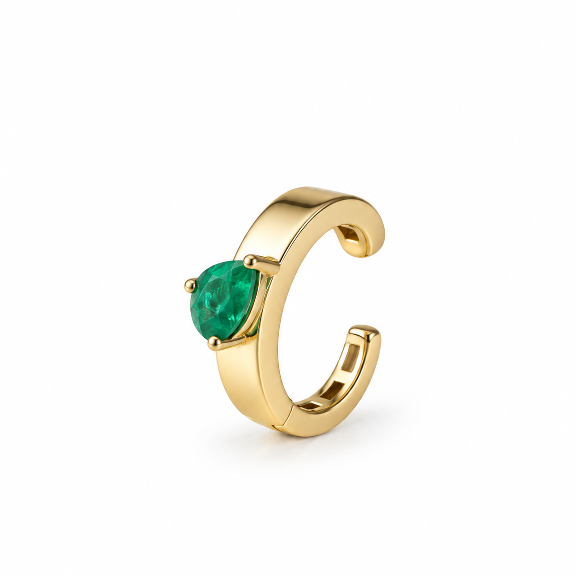 Pear-Shaped Emerald Ear Cuff