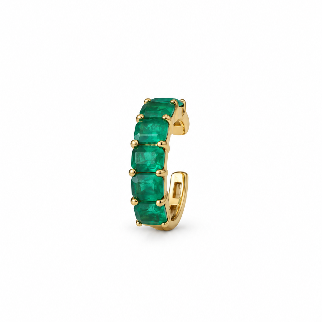 Emerald-Cut Emerald Ear Cuff