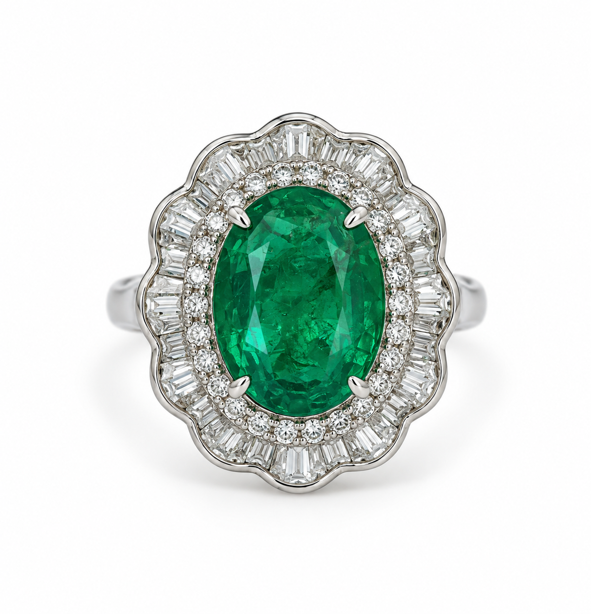5.34 Carat Emerald & Diamond Ring