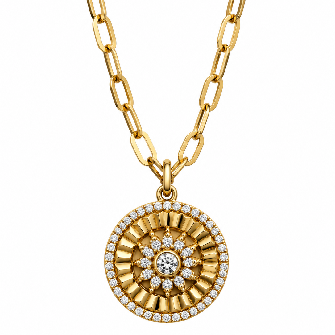 Diamond Sunburst Pendant Necklace
