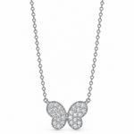 White gold diamond butterfly on white background
