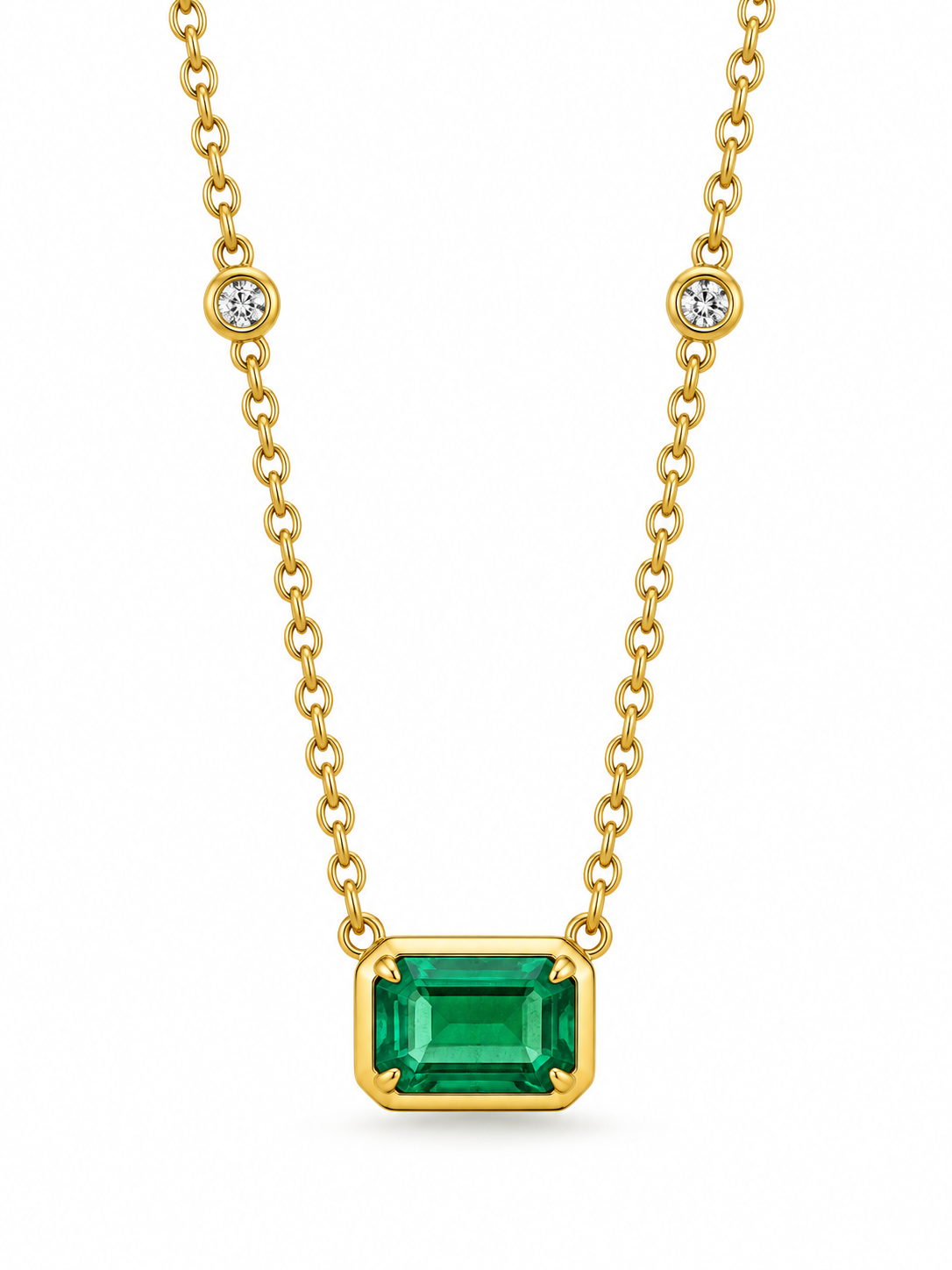 Emerald & Diamond Pendant Necklace