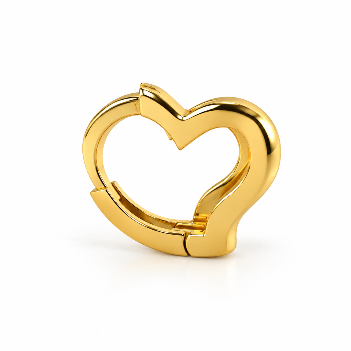 14K Yellow Gold Heart Huggie Earrings