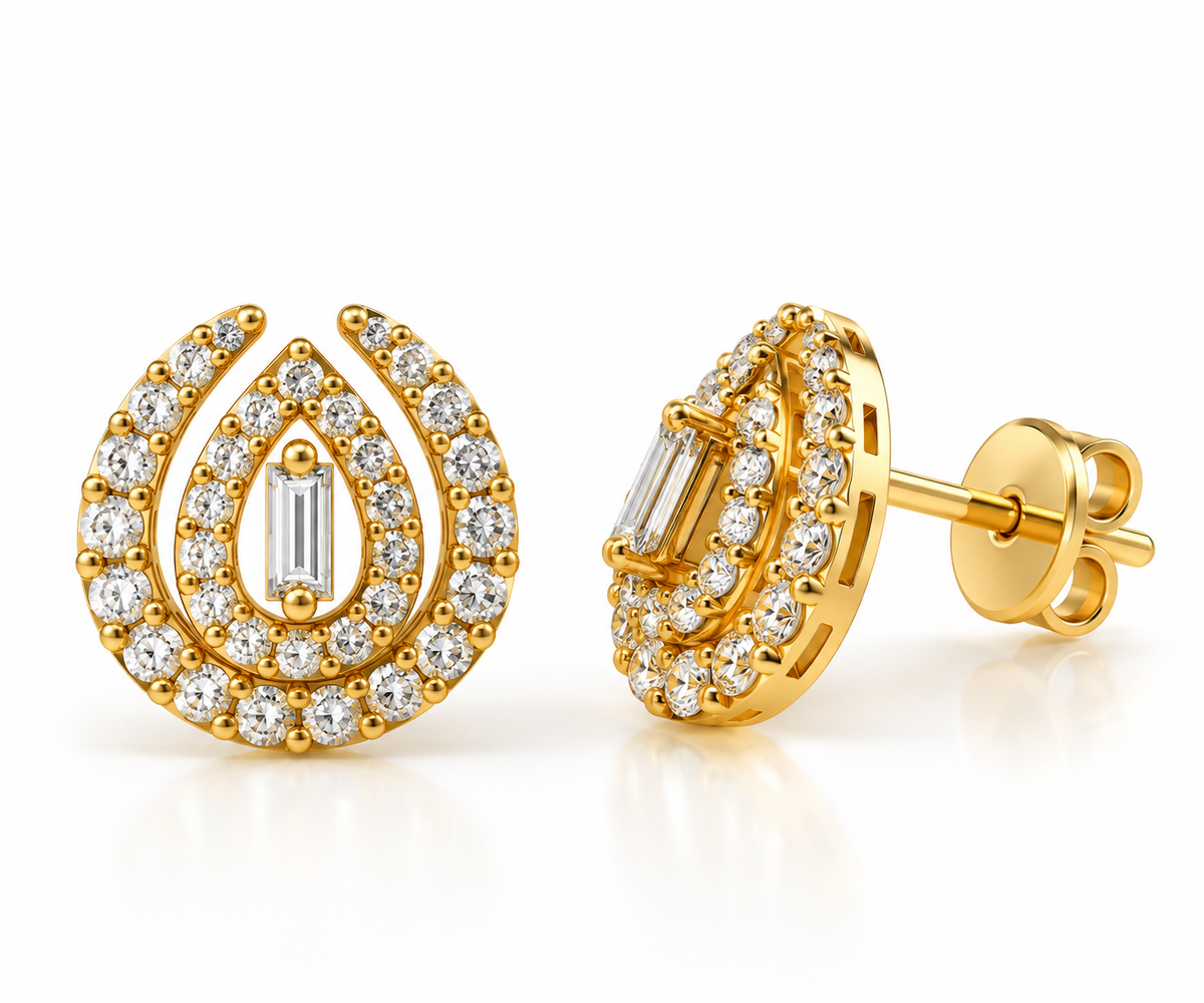 18K Yellow Gold Diamond Earrings