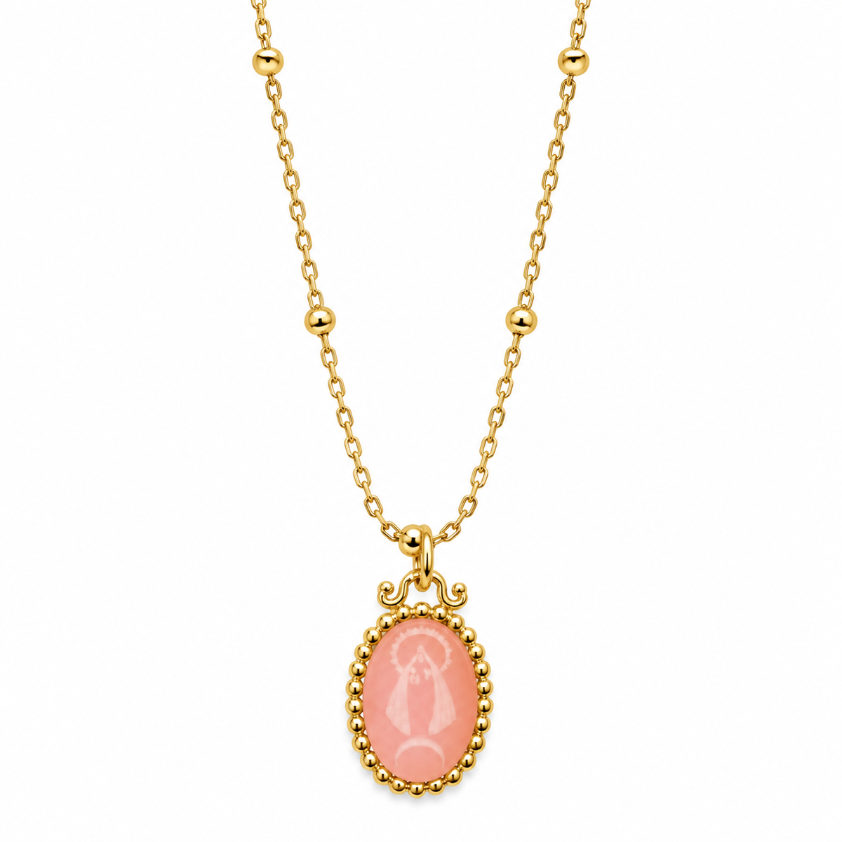 PINK Caridad del Cobre Blue Agate Princesa Necklace