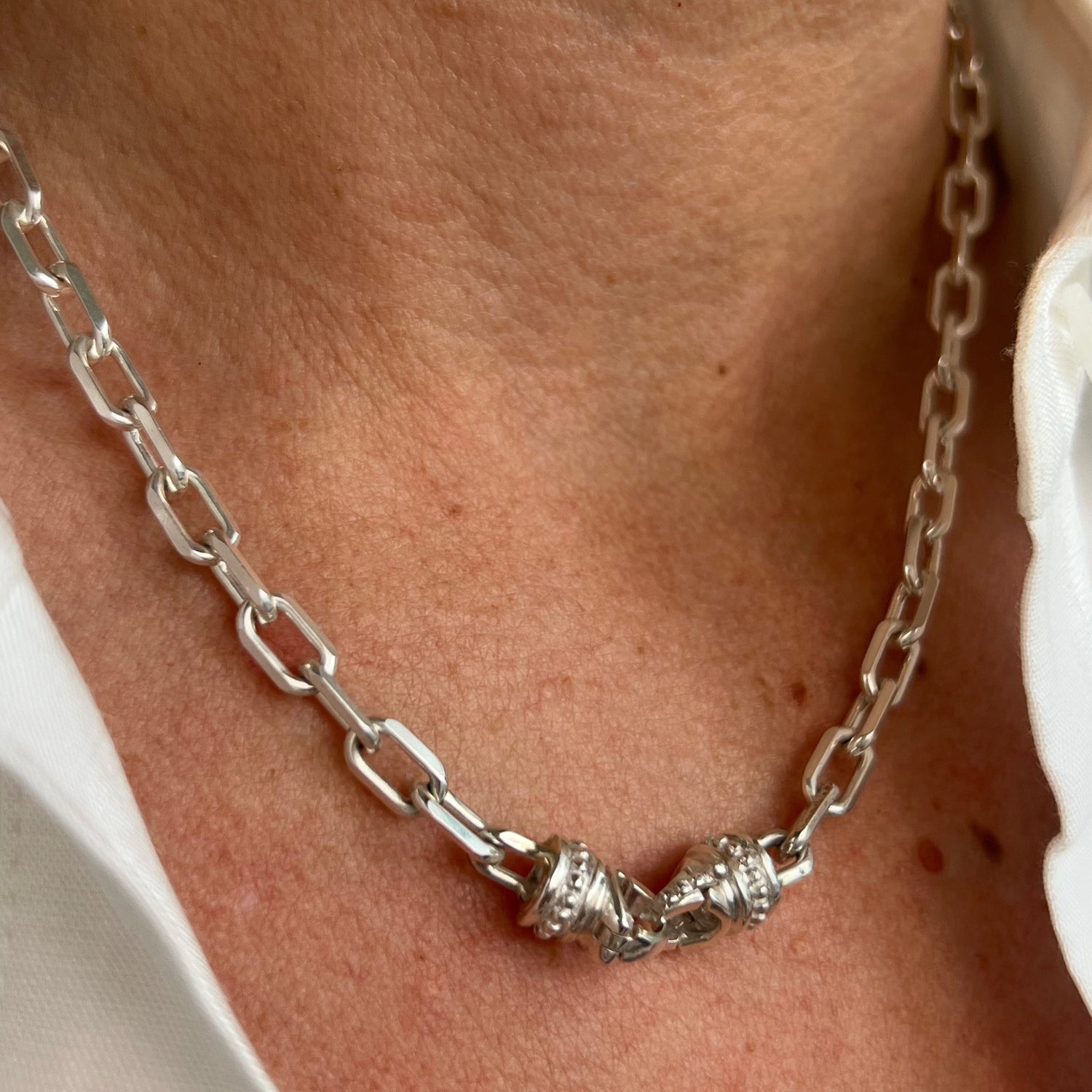 Silver Paperclip Link with Connections