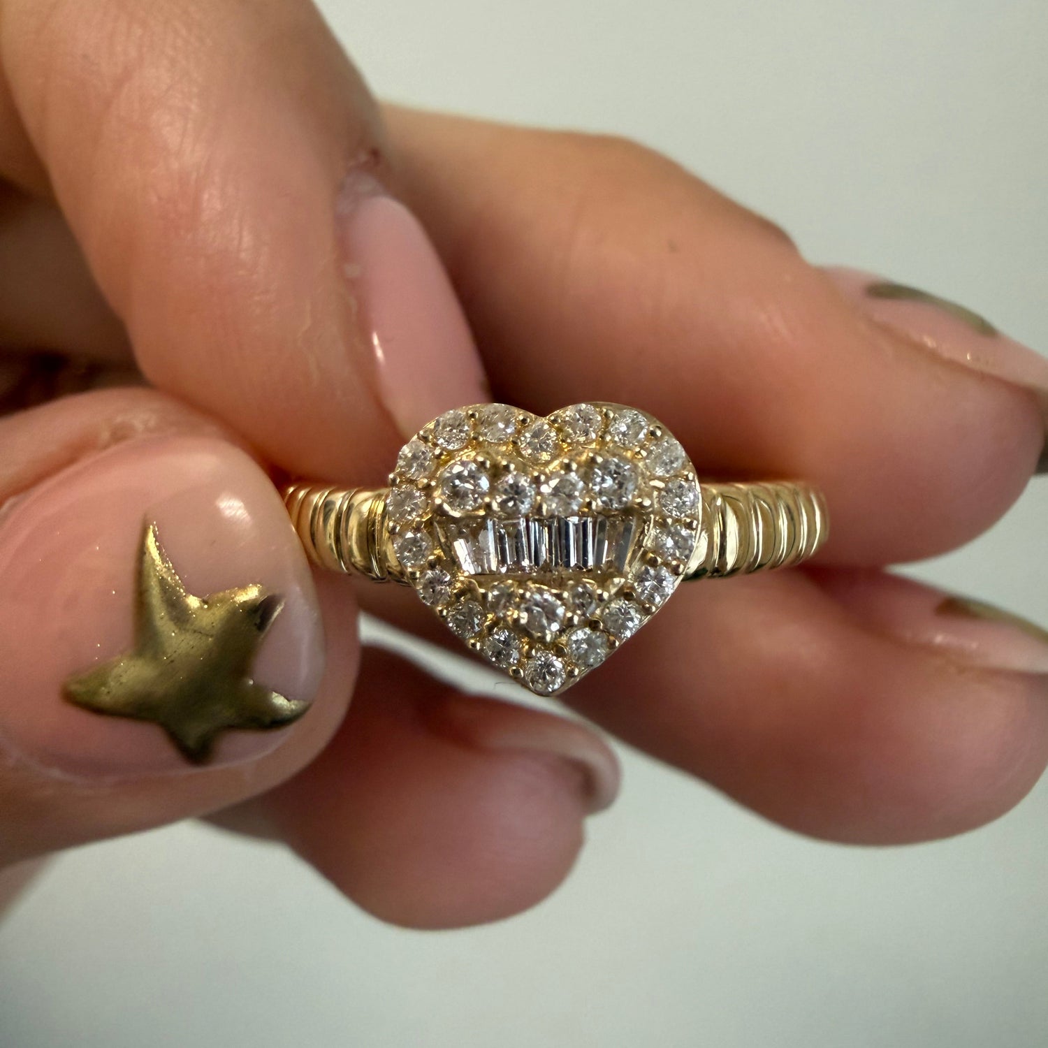 Rope Diamond Heart Ring