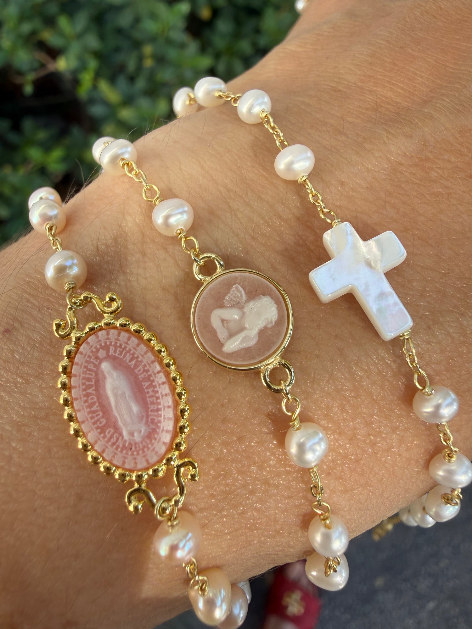 Mother of Pearl Cross Baby Bracelet