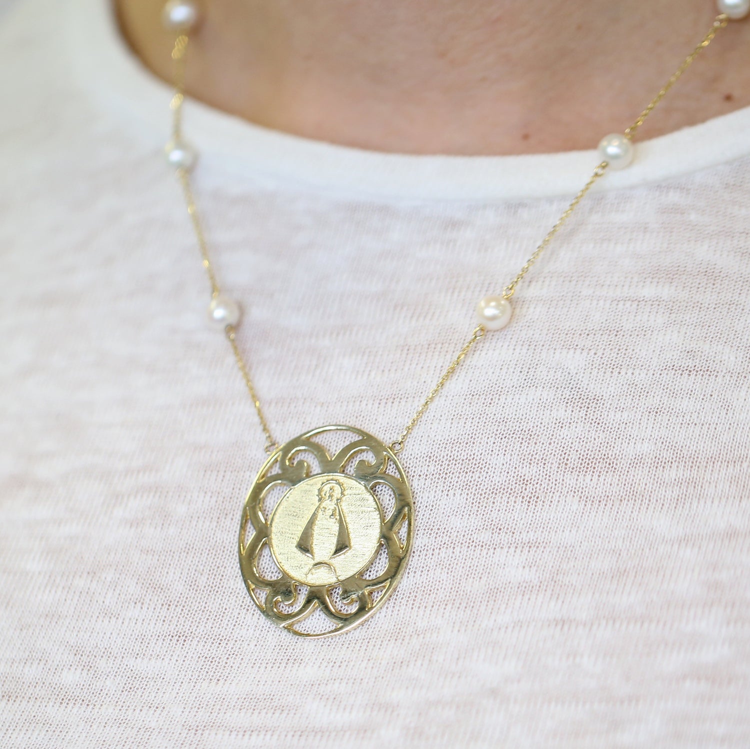 14K Yellow Gold Caridad del Cobre Necklace