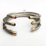 Silver twist bangles with multi color stones