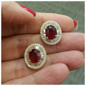 Ruby and diamond earrings - Santayana Jewelry
