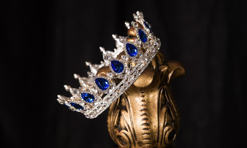 Royal crown with sapphires luxury retro style