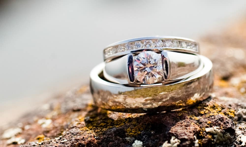 Wedding Rings on Rock